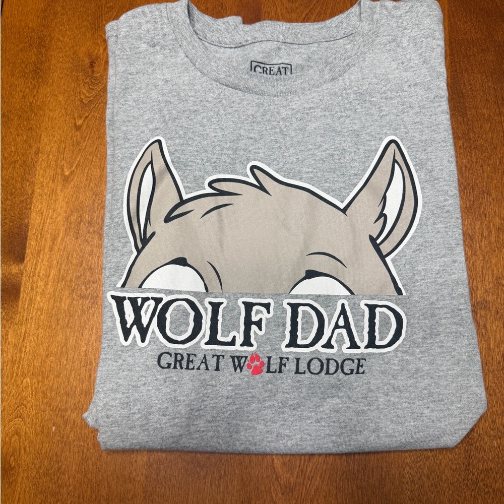 GREAT WOLF LODGE Heather Grey “Wolf Dad” XL tee shirt - short sleeve